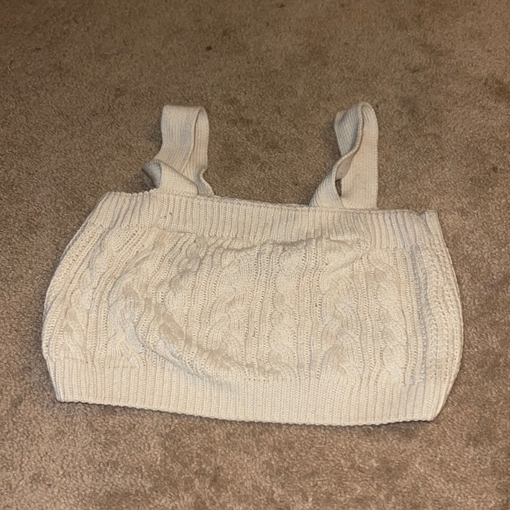 Tan woven crop top